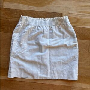 J Crew Ivory Elastic Waist Straight Skirt
